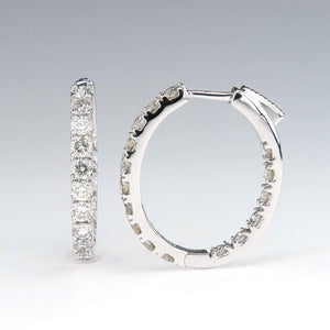 Diamond 2.00ctw Inside Out Hoop Earrings in 14K White Gold Earrings Oaks Jewelry 