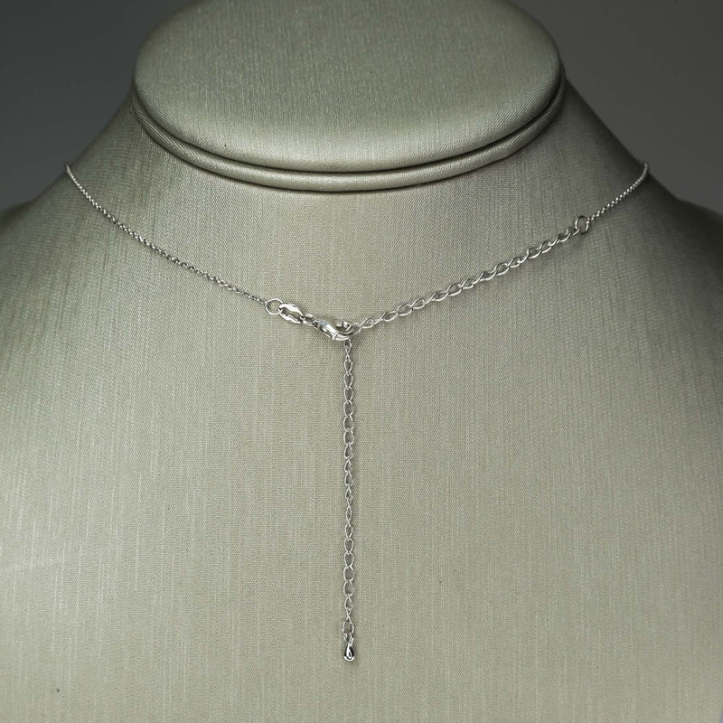 Diamond Cluster Teardrop Dangle Station Necklace in 10K White Gold Necklaces Oaks Jewelry 
