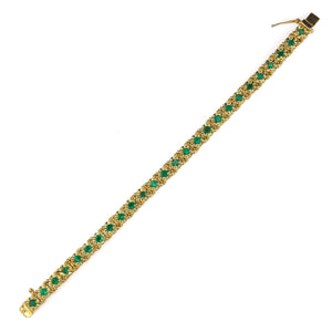 Emerald Tennis Bracelet in 18K Yellow Gold Bracelets Oaks Jewelry 