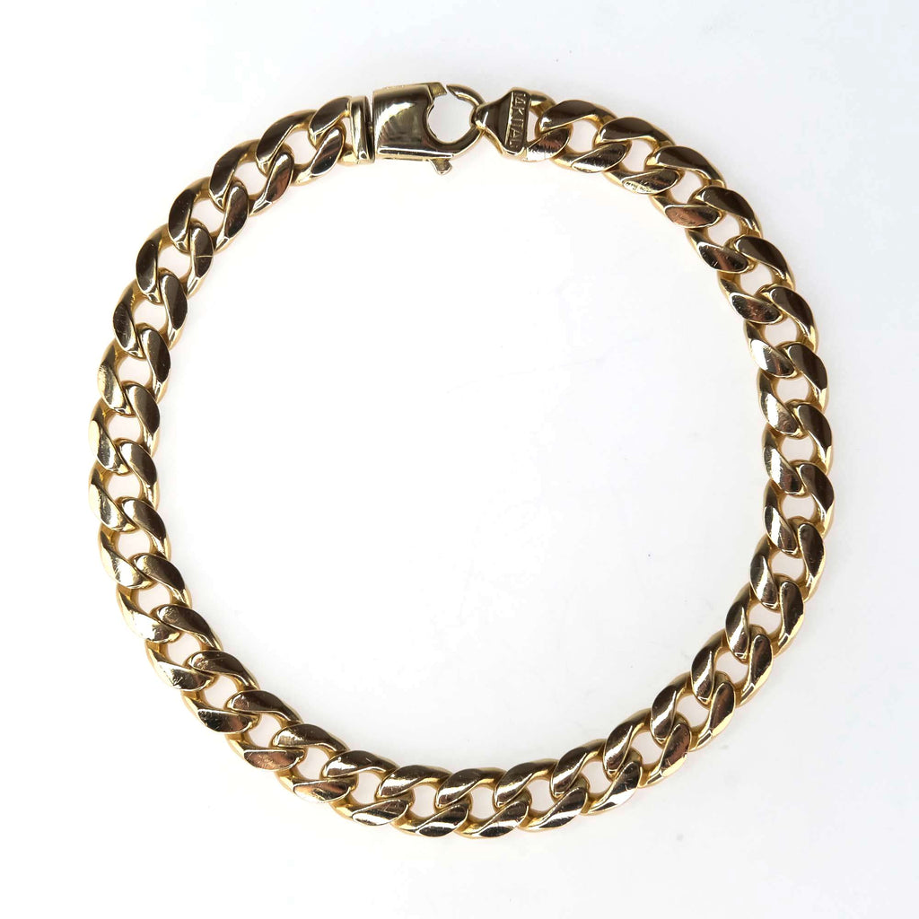 7mm Wide Curb Link 8.5" Bracelet in 14K Yellow Gold - 27.4 grams