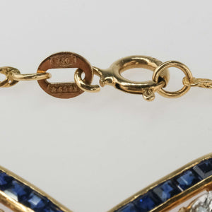 Sapphire and Diamond Fixed Pendant Necklace in 18K Yellow Gold
