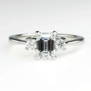 GIA 0.60ct VVS1/E Emerald Diamond Accented Engagement Ring in Platinum Engagement Rings Oaks Jewelry 