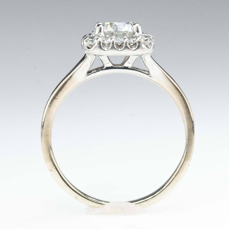 GIA 0.80ct SI2/H Round Diamond Halo Engagement Ring in 14K White Gold Engagement Rings Oaks Jewelry 