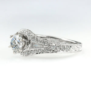 GIA 1.02ct SI2/F Round Diamond & Accents Engagement Ring in 18K White Gold Engagement Rings Oaks Jewelry 