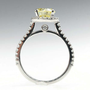 GIA 1.46ct Natural Yellow Diamond Halo Engagement Ring in 14K White Gold Engagement Rings Oaks Jewelry 