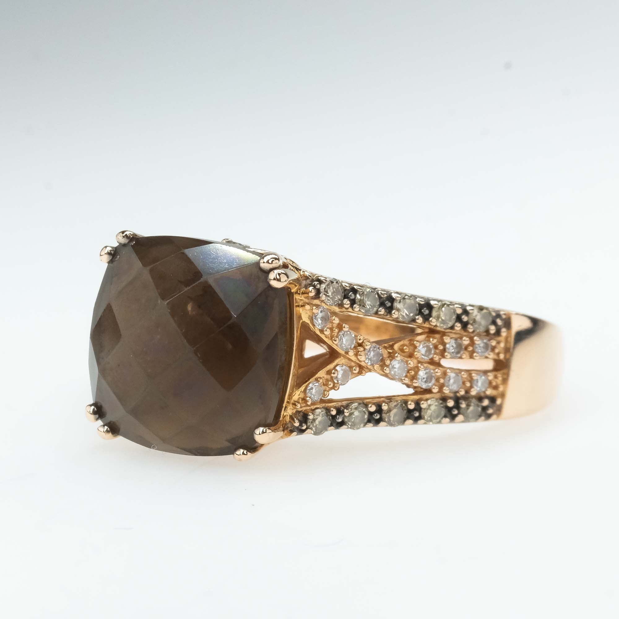 Le Vian Chocolate Smoky Quartz and Diamond Ring in 14K Rose Gold