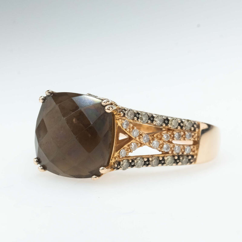 Le Vian Chocolate Smoky Quartz and Diamond Ring in 14K Rose Gold Gemstone Rings Le Vian 