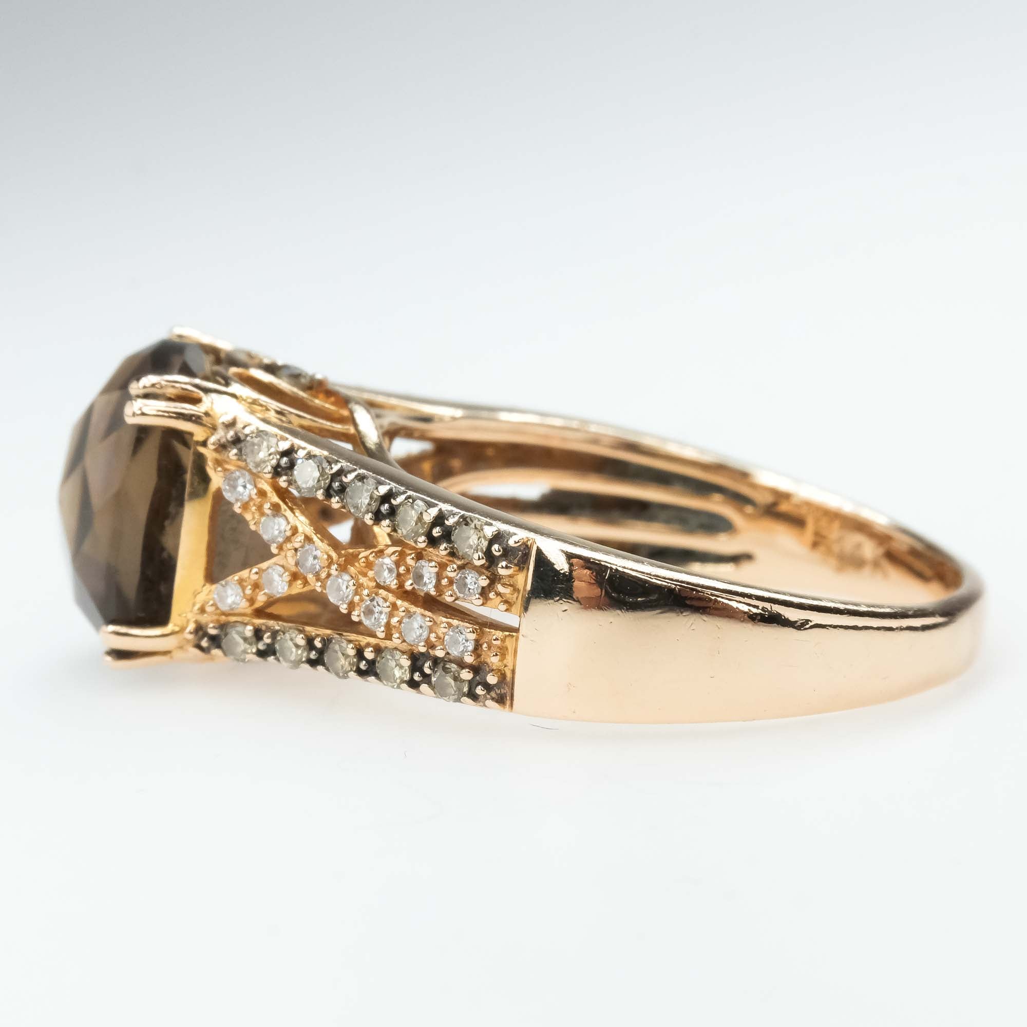 Le Vian Chocolate Smoky Quartz and Diamond Ring in 14K Rose Gold