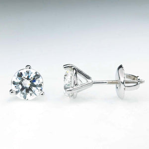 New 1.31ctw Round Diamond Solitaire Martini Stud Earrings in 14K White Gold Earrings Oaks Jewelry 