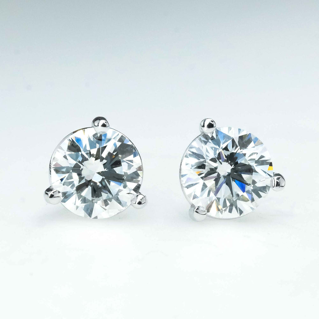 New 1.31ctw Round Diamond Solitaire Martini Stud Earrings in 14K White Gold Earrings Oaks Jewelry 