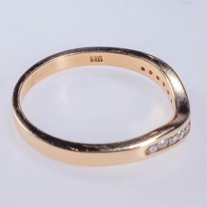 New 14K Yellow Gold 0.20ctw Diamond Accented Curved Wedding Band Ring Size 7 Wedding Rings Oaks Jewelry 