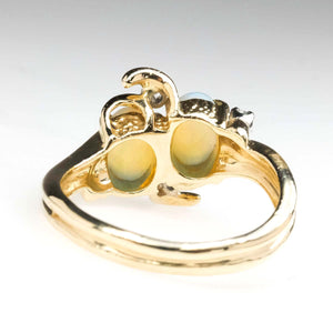 Oval Opals and Diamond Accented Gemstone Ring in 14K Yellow Gold Gemstone Rings Oaks Jewelry 