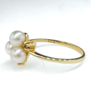 Pearl & Diamond Accented Bypass Ring Size 6.5 in 14K Yellow Gold Gemstone Rings Oaks Jewelry 