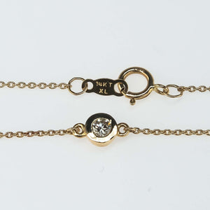 Round Diamond Bezel Set 3 Station Necklace in 14K Yellow Gold Necklaces Oaks Jewelry 