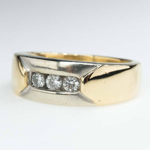Round Diamond Channel Ring Band in 10K Two Tone Gold Wedding Rings Oaks Jewelry 