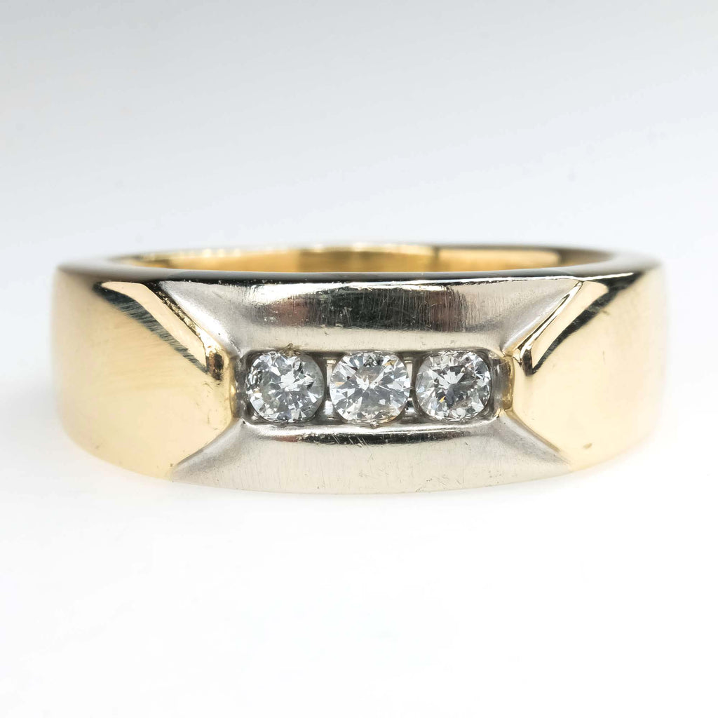 Round Diamond Channel Ring Band in 10K Two Tone Gold Wedding Rings Oaks Jewelry 
