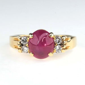 Ruby & Diamond Accented Gemstone Ring Size 6 in 14K Yellow Gold Gemstone Rings Oaks Jewelry 