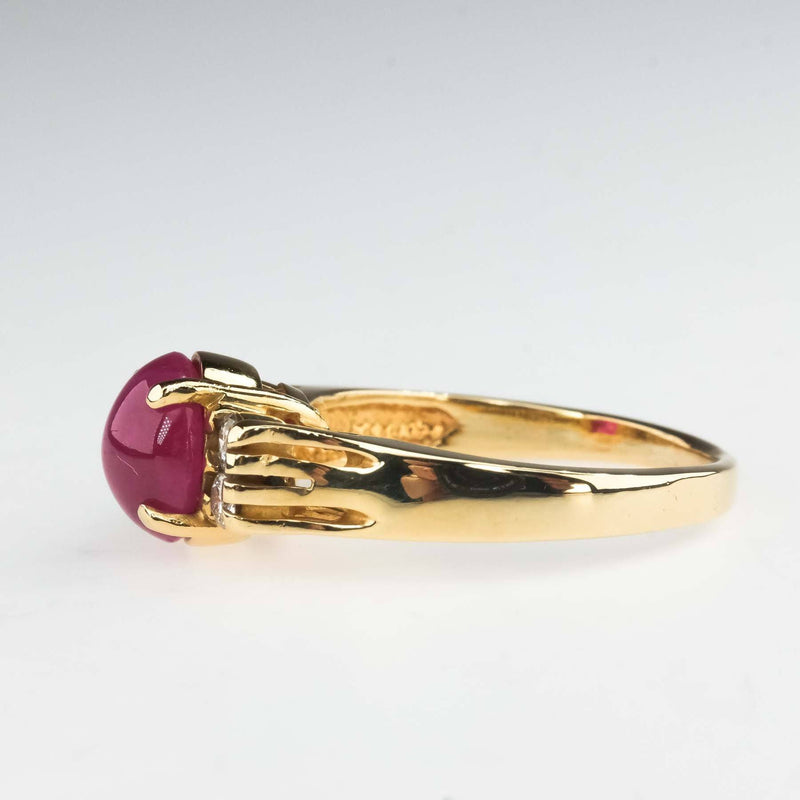 Ruby & Diamond Accented Gemstone Ring Size 6 in 14K Yellow Gold Gemstone Rings Oaks Jewelry 